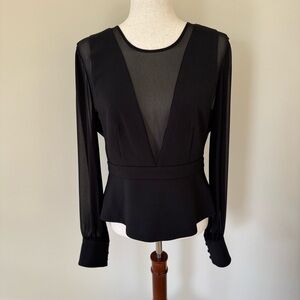 BCBGMaxAzria Black Sheer Blouse